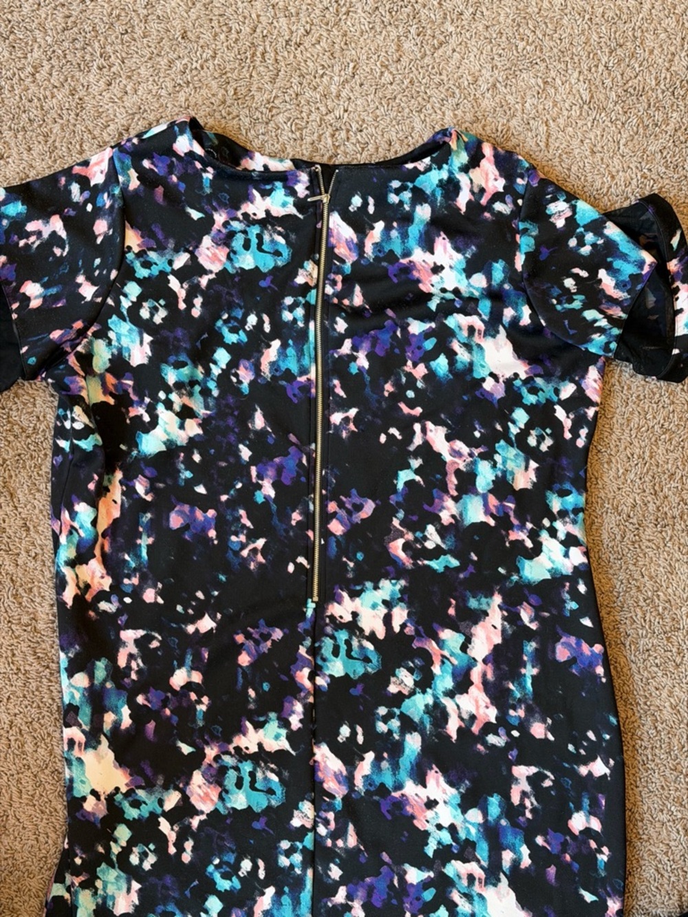 Plus Size Black Floral Sheath Dress with Mesh Yoke - Picture 6 of 7